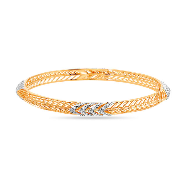 14KT Yellow Gold  Diamond Chevron Bangle,,hi-res image number null