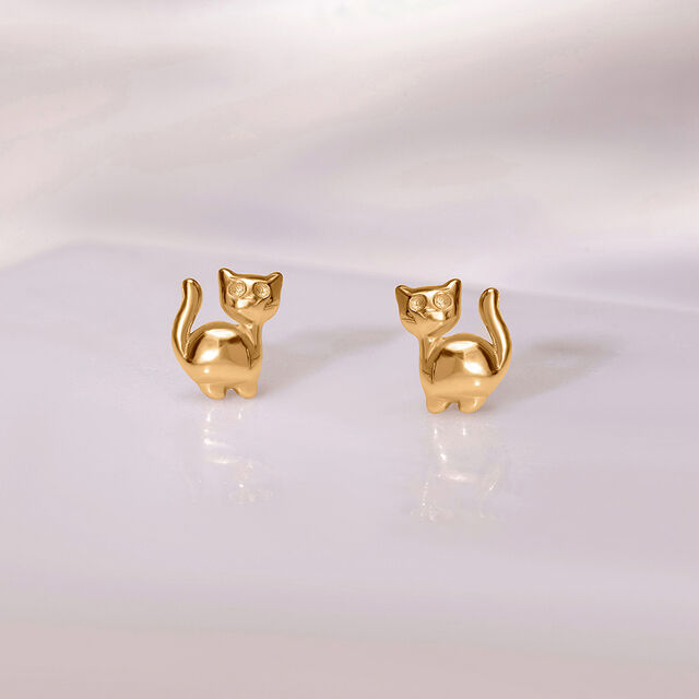 Kitty Couture 18KT Gold Stud Earrings,,hi-res image number null