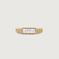 Grooved Glow Gold & Diamond Finger Ring for Men,,hi-res view 3