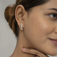 Leafy Radiant Gold & Diamond Hoop Earrings,,hi-res view 2