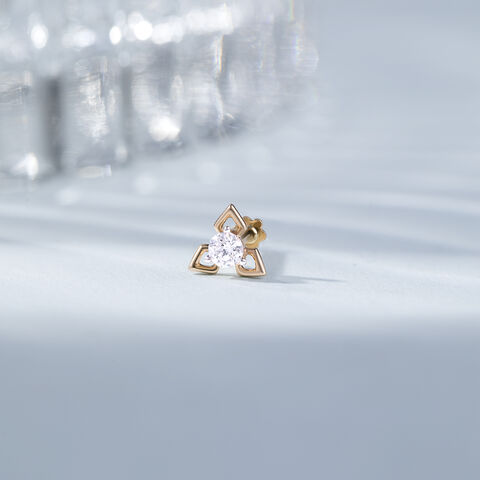 Triple Petal Gold and Diamond Nose Pin