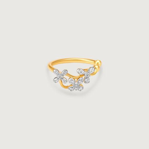 Floral Quilt Diamond Ear Cuff