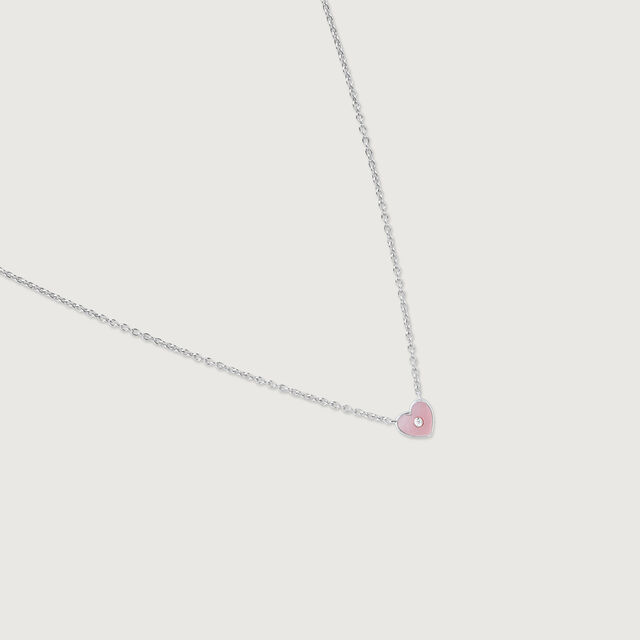 Mother of Pearl Heart Silver Necklace,,hi-res image number null