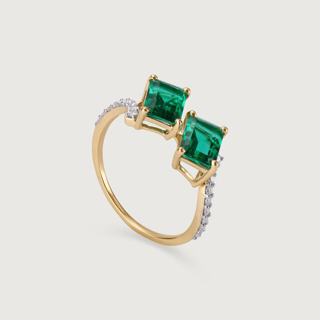 Radiant Envy 14KT Emerald & Diamond Ring,,hi-res image number null