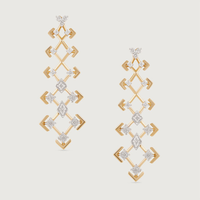 Disco Dream Gold & Diamond Drop Earrings,,hi-res image number null