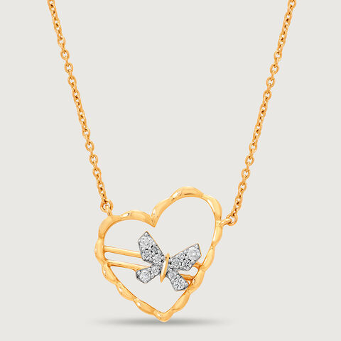 Winged Melody 14KT Gold  & Diamond Pendant with Chain