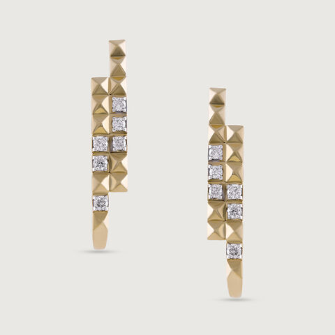 Sequin Glow Gold & Diamond Stud Earrings