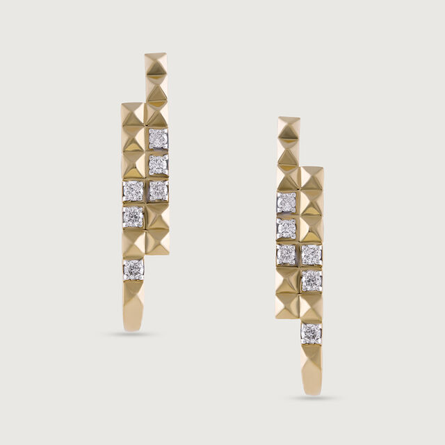 Sequin Glow Gold & Diamond Stud Earrings,,hi-res image number null