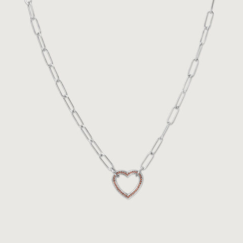 Heart Link Silver Necklace