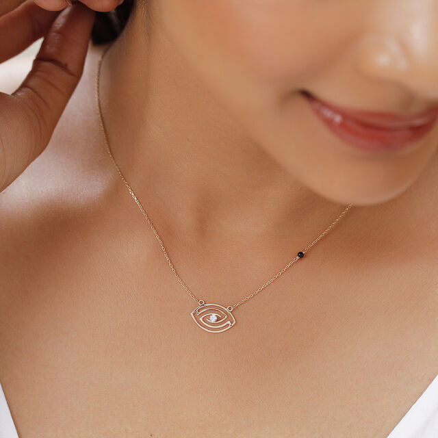 14KT Yellow Gold Labyrinth Evil Eye Necklace,,hi-res image number null