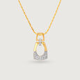 Studded Oval Gold & Diamond Pendant,,hi-res view 3