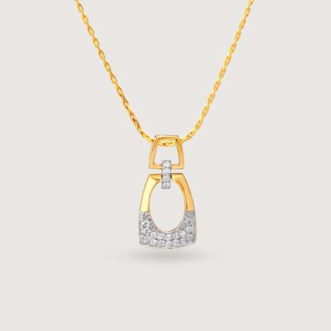 Studded Oval Gold & Diamond Pendant