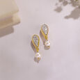 Glimmering Teardrop Gold & Diamond Drop Earrings,,hi-res view 1