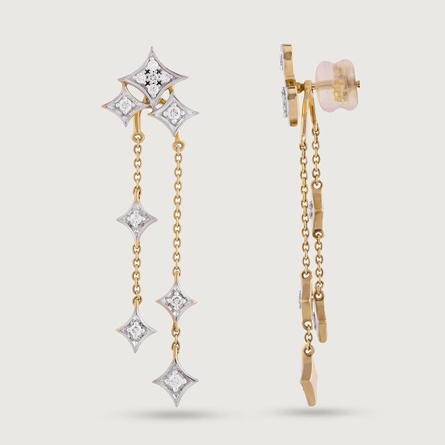 Starlit Cascade Gold & Diamond Drop Earrings,,hi-res image number null