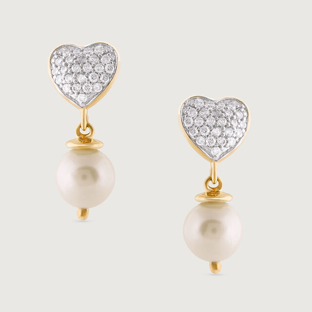 Heartfelt Harmony Gold & Diamond Drop Earrings,,hi-res image number null