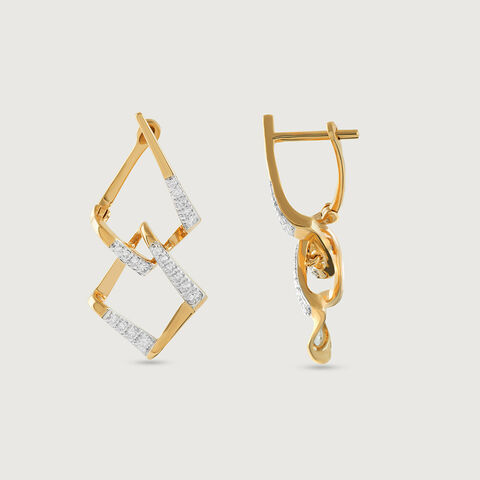 Geometric Glam Gold & Diamond Hoop Earrings