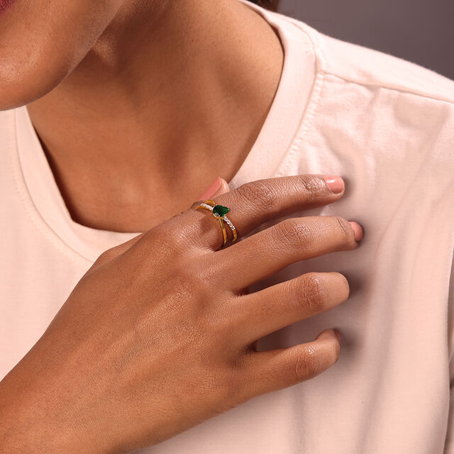 Verdant Radiance 14KT Gold & Diamond Ring,,hi-res image number null