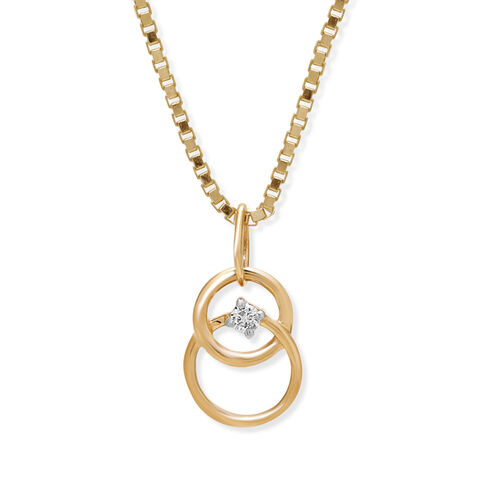 14KT Yellow Gold Sleek Circles Diamond Pendant