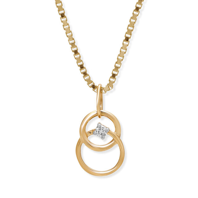 14KT Yellow Gold Sleek Circles Diamond Pendant,,hi-res image number null