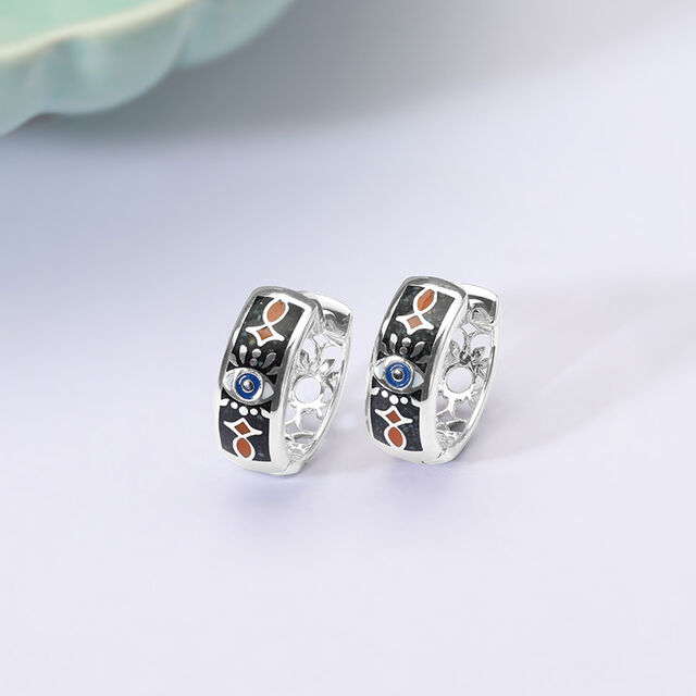 Cosmic Drip Silver Hoop Earrings,,hi-res image number null