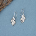 Ethereal Leaf Silver Hoop Earrings,,hi-res view 1
