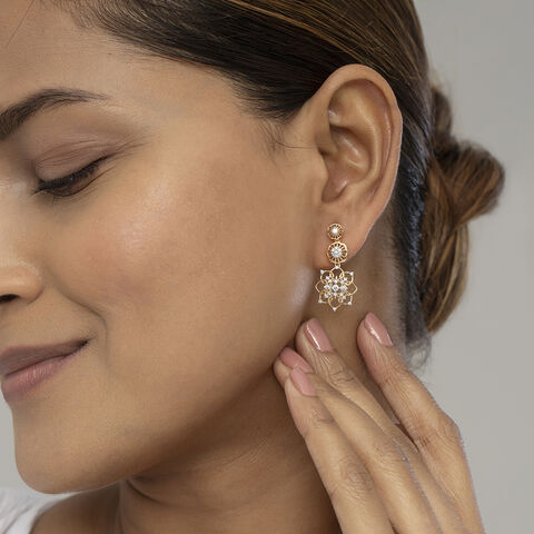Crochet Sparkle Gold and Diamond Drop Earrings