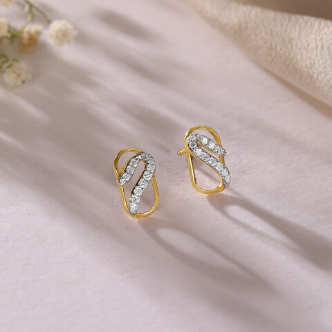 Modern Flow Gold & Diamond Stud Earrings