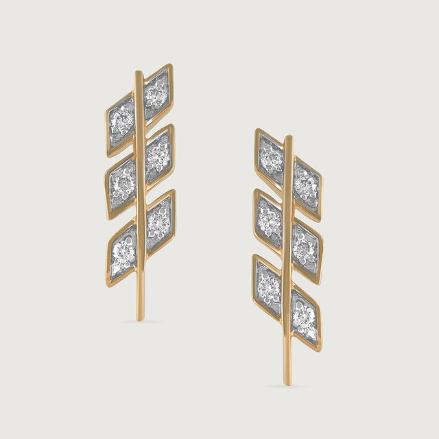 Electric Sequin Gold & Diamond Stud Earrings,,hi-res image number null