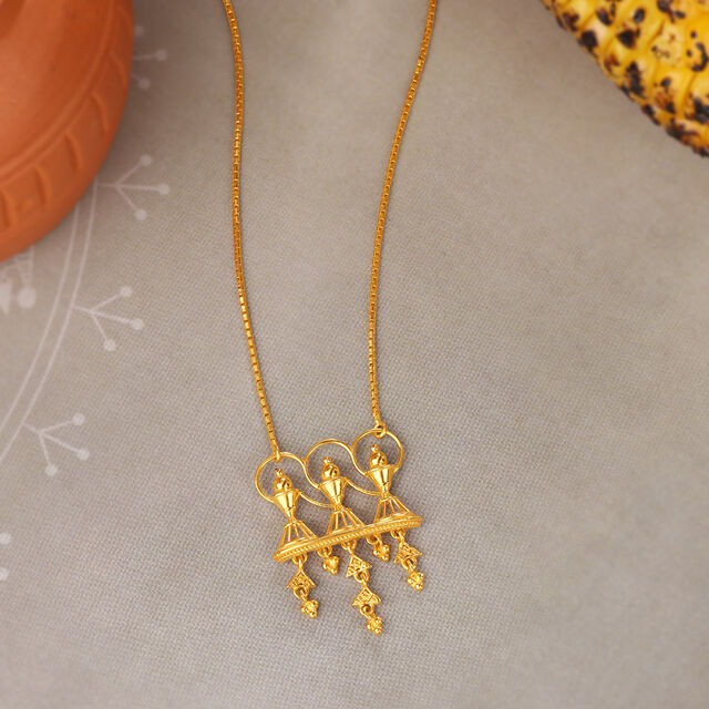 Warli Dreams 22KT Gold Pendant & Chain,,hi-res image number null