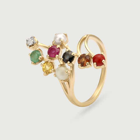 Gemstone Symphony 14KT Navaratna Finger Ring