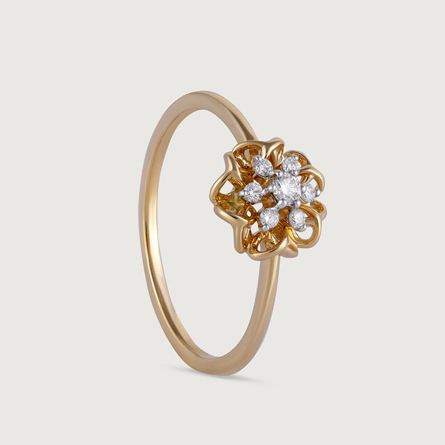 Crochet Vibes Gold and Diamond Finger Ring,,hi-res image number null