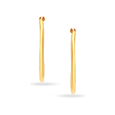 22KT Yellow Gold Stately Contemporary Hoop Earrings