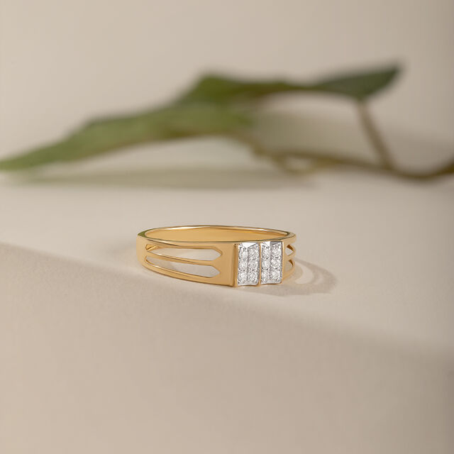 Minimalist Vibes Gold & Diamond Finger Ring for Men,,hi-res image number null