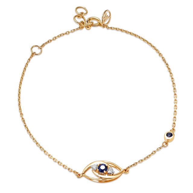 14KT Yellow White Gold Multi Charm Evil Eye Bracelet,,hi-res image number null