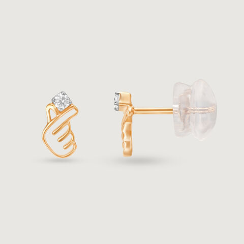 Korean Hearts 14KT Yellow Gold Stud Earrings