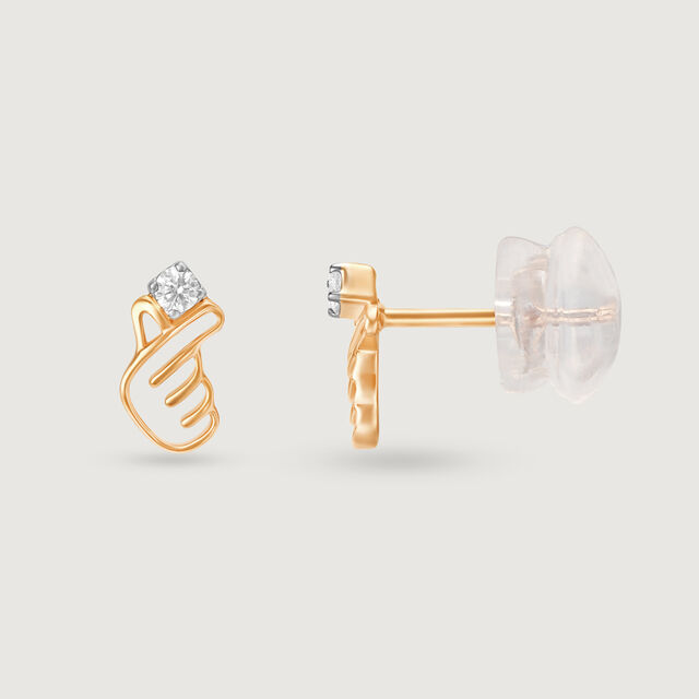 Korean Hearts 14KT Yellow Gold Stud Earrings,,hi-res image number null