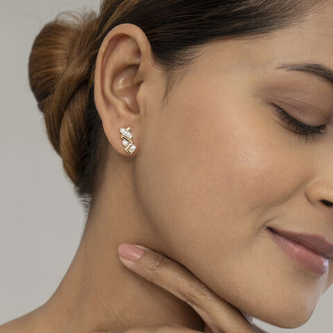 Basketry Spark Gold and Diamond Stud Earrings