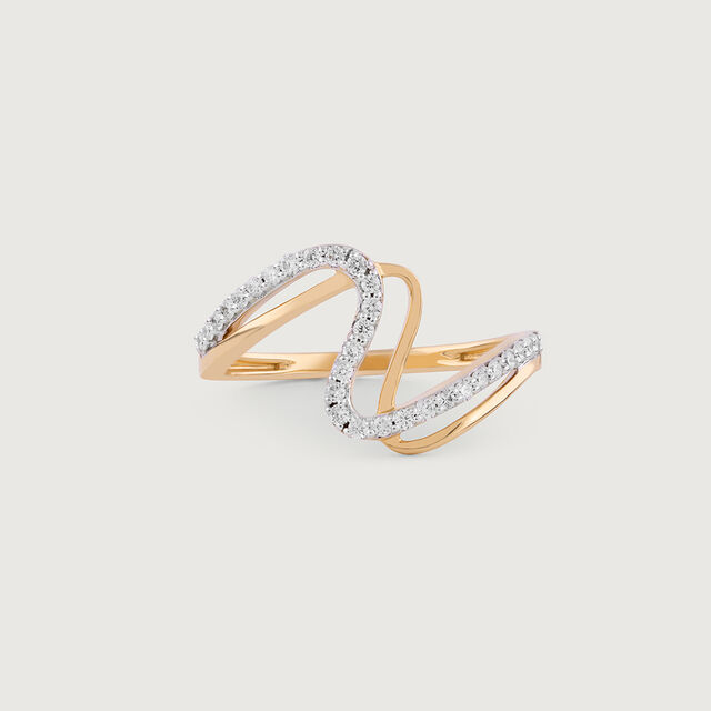 Mystic Wave Gold & Diamond Finger Ring,,hi-res image number null