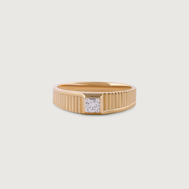 Grid Vibe Gold & Diamond Finger Ring for Men,,hi-res image number null