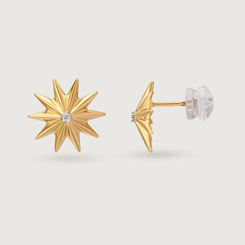 Timeless Radiating Star 14KT Diamond Stud Earring