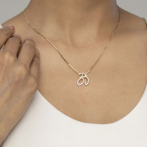 Sacred Om Gold and Diamond Pendant