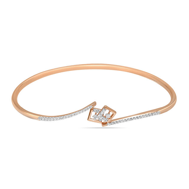 14KT Rose Gold Chic Dual-Tone Rhombus Diamond Bangle,,hi-res image number null