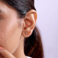 Elegant Arc 14 Kt Gold and Diamond Stud Earrings,,hi-res view 2