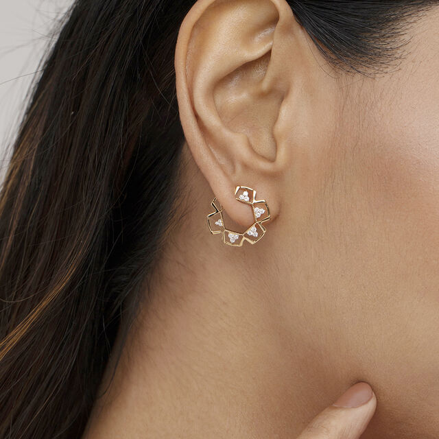 Prism Charm Gold Stud Earrings,,hi-res image number null