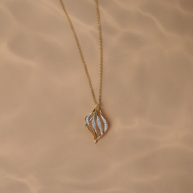 Draped Elegance 14 Kt Gold & Diamond Pendant,,hi-res image number null