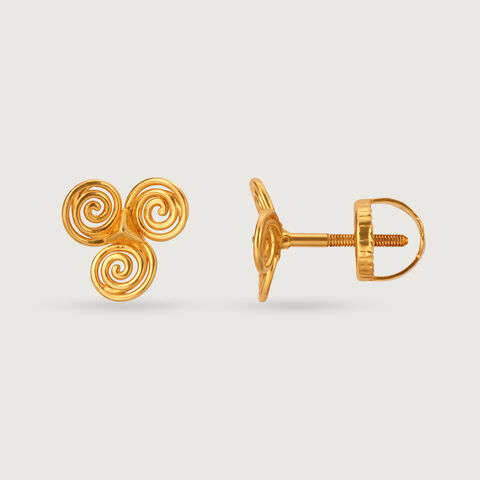 Spiral Glow 22KT Gold Stud Earrings