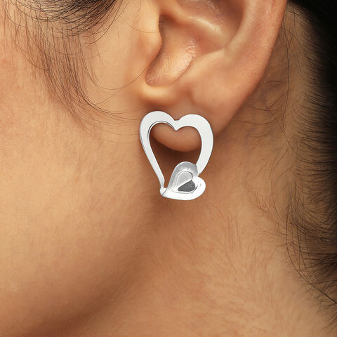 Sculpted Heartbeat Silver Stud Earrings