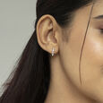 Radiant Shimmer Gold & Diamond Hoop Earrings,,hi-res view 2