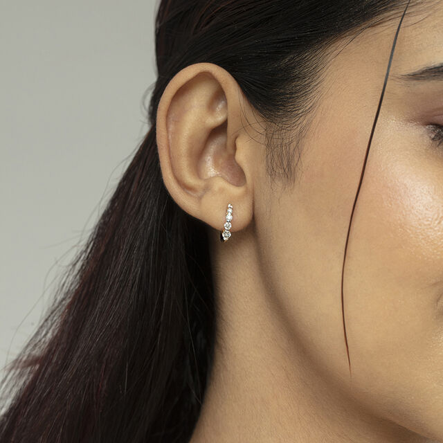 Radiant Shimmer Gold & Diamond Hoop Earrings,,hi-res image number null