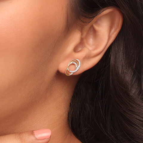 Whispering Wind 14 Kt Gold & Diamond Stud Earrings